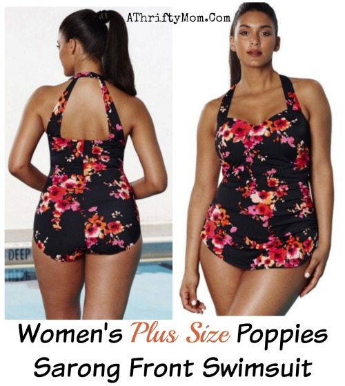 Plus Size swim suit, plus sized summwer fashion, black with floral print summer bathing suit