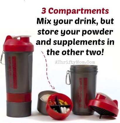 3 Compartment Shaker Bottle ~ Health and fitness deals