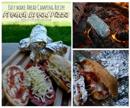 Campfire cooking, easy outdoor cooking, camping menu recipe ideas, french bread pizza made on the campfire, camping hacks, dinner ideas for outdoor cooking