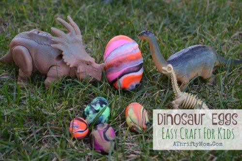 Dinosaur Eggs Kids Craft, fun project for kids preschool age and up who love Dinos, Fun games to play with Play-doh