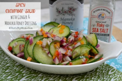 Spicy Cucumber Salad with Ginger and Manuka Honey Dressing, Healthy Side dishes, Manuka Honey from New Zealand