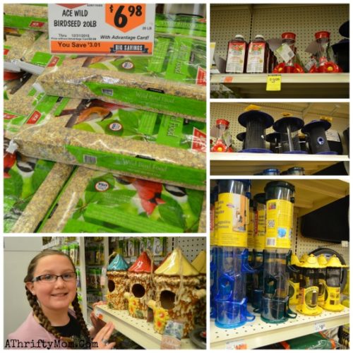 Spring bird feeders at ACE Hardware, where to buy birdfeeders, how to make bird feeders with your family, family activities to do outside, ad