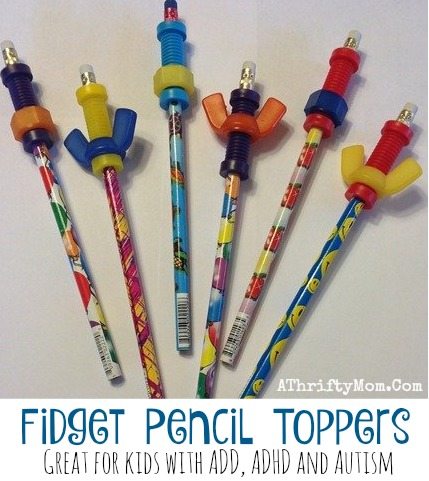 wingnut and nut N bold fidget pencil toppers, for children with ADD, ADHD and Autism to keep kids engaged and fingers busy