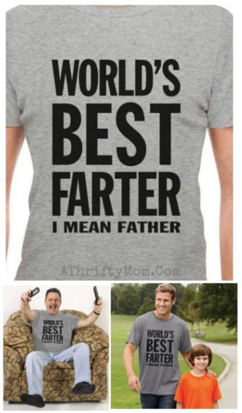 Funny Fathers Day Gift ideas, gag gifts for dad, Worlds best Farter I mean Father tee shirt, amazon deals