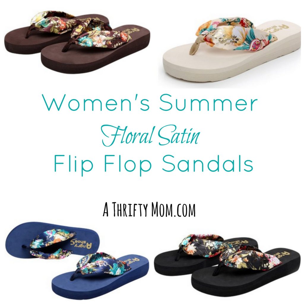 Women's Summer Floral Satin Flip Flop Sandals