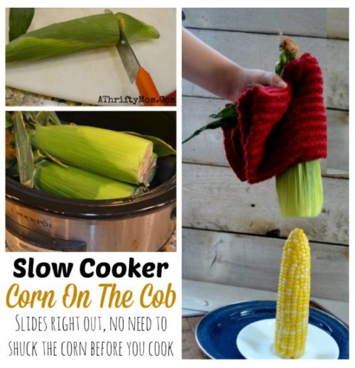 Corn On The Cob slow cooker crock pot recipe , No need to shuck the corn you can cook it with the husk still on, Corn on the cob without husking the corn, summer bbq recipes