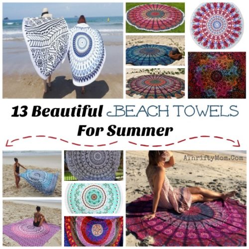 Bohemian Beach Towel Large Round Blanket with Elephant Pattern for Swimming