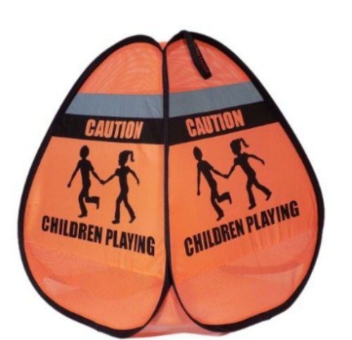 caution, kids at play, orange cone, safety, kids, outdoors, keep kids safe