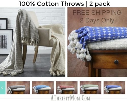 100% Cotton Throws 2 Pack with FREE SHIPPING (2 days only)