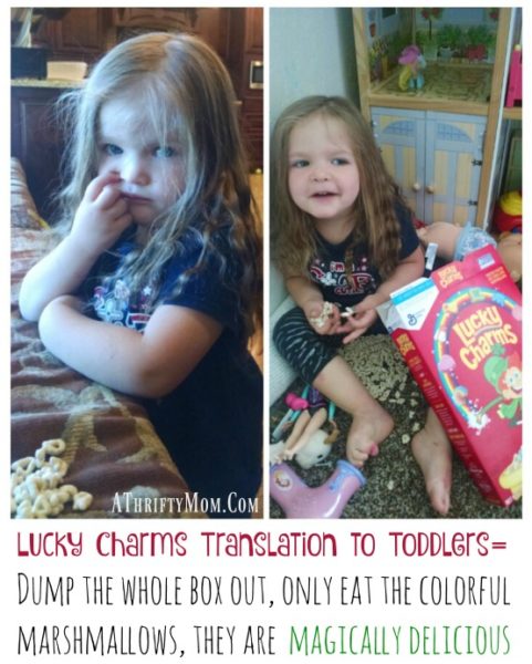 Lucky Charms translation to toddlers, funny, real life, my kids only eat the marshmallows grr