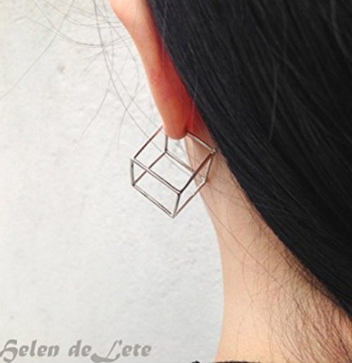 Azaggi 925 Sterling Silver Handcrafted 3D Geometric Cubes Stud Earrings Earrings 