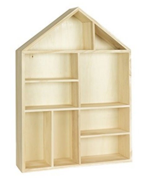 1 x Large Wooden Plain Dolls` House Decoupage Storage Unit Shelve Cabinet PD37 
