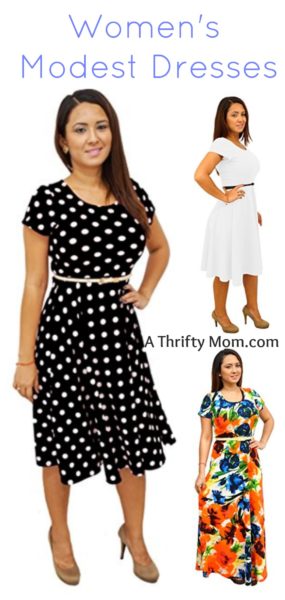 Women's Short Sleeves Modest Dresses