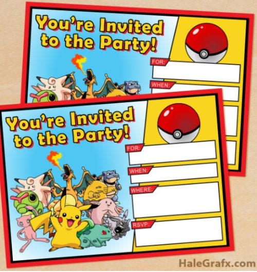 Pokemon party invites