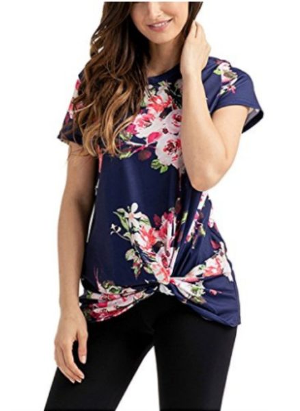 Floral knotted tee