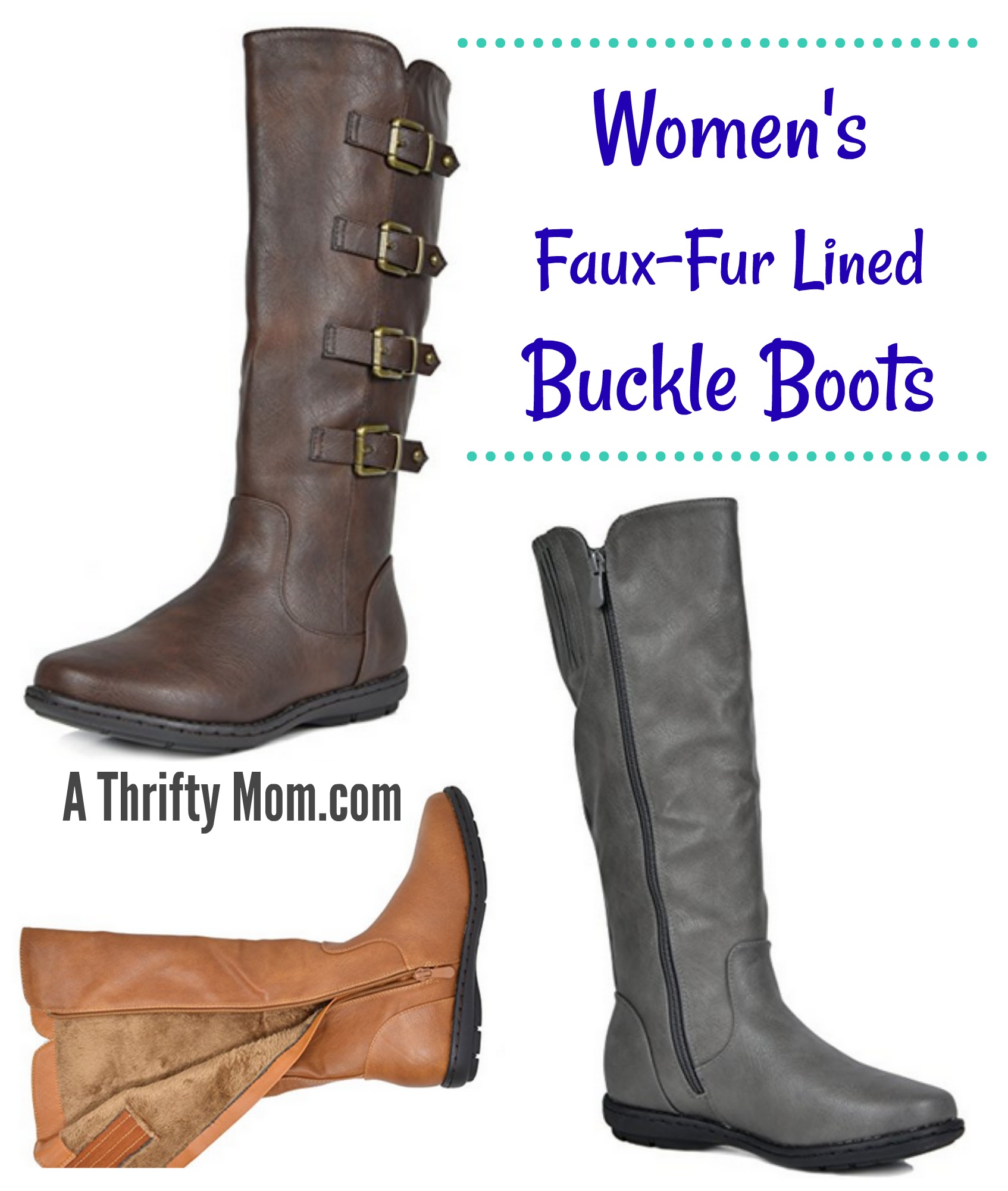 Women's Faux Fur-Lined Buckle Boots