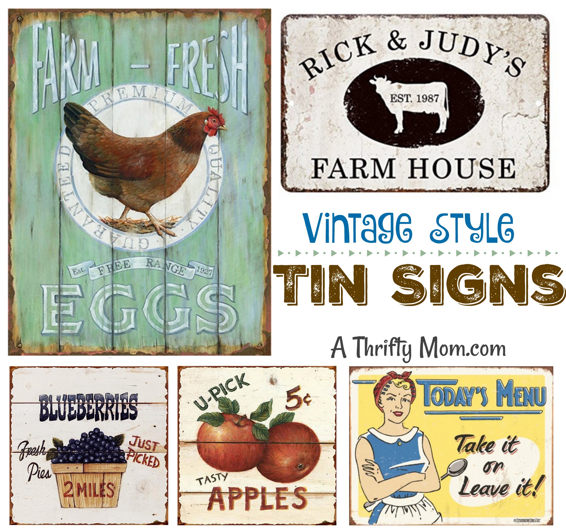 Vintage Style Tin Signs