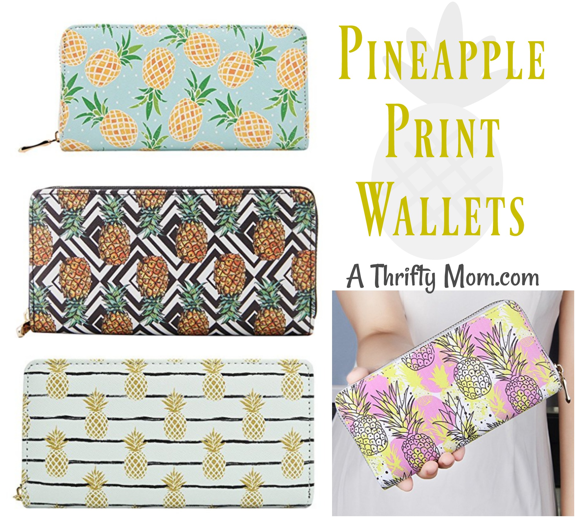 Leather Pineapple Print Wallets