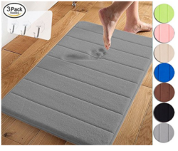 Memory Foam Bath Mat Large Size 31.5 by 19.8 Inch,Maximum Absorbent,Soft,Comfortable,Non-Slip,Easier to Dry for Bathroom,Gray