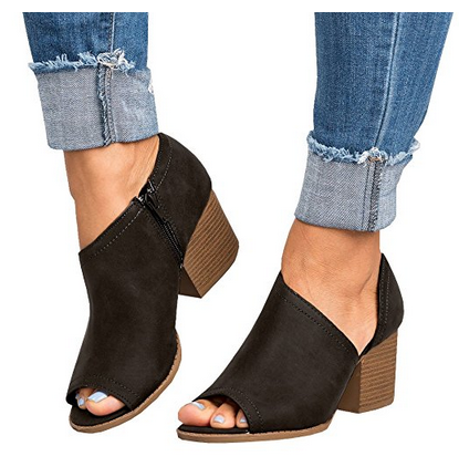 low heel open toe bootie