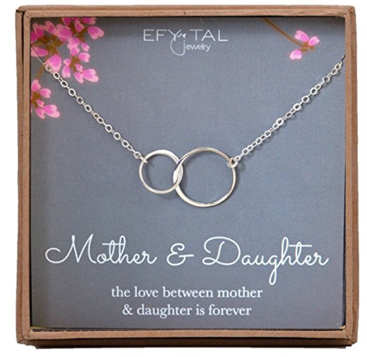 Sterling Silver Infinity Love Heart Necklace Mother Daughter Necklace Mothers Day Birthday Jewelry Gift 