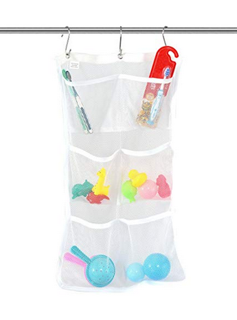 Quick Dry Hanging Caddy and Bath Organizer with 6 Pockets on Shower Curtain Rod 