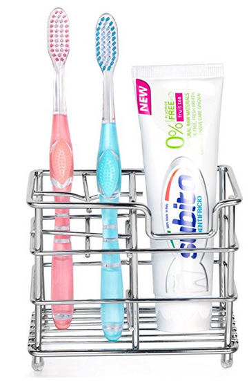 Wikor Toothbrush Holder Stainless Steel Bathroom Toothbrush Storage Toothbrush and Toothpaste Holder Stand Holder