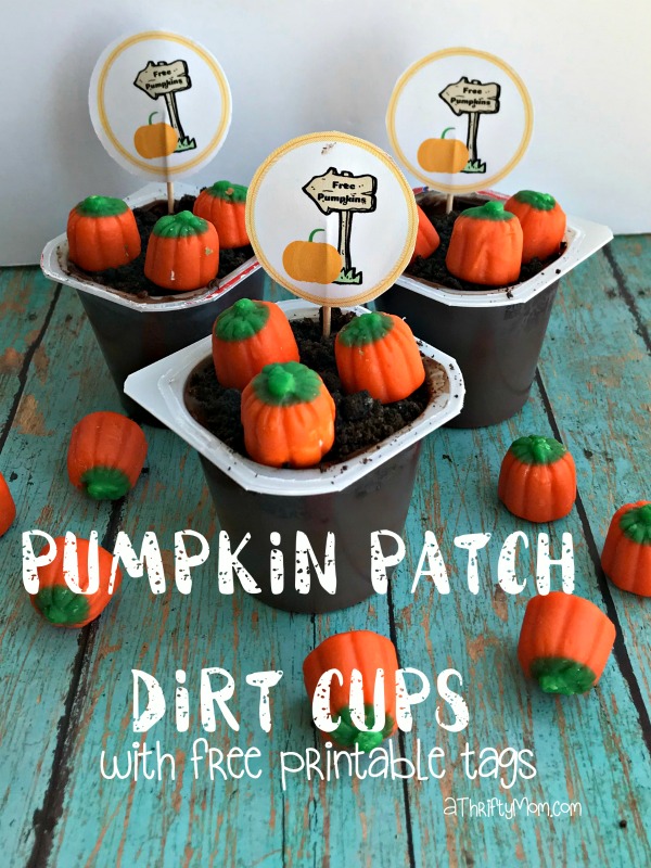 Pumpkin patch dirt cups with free printable
