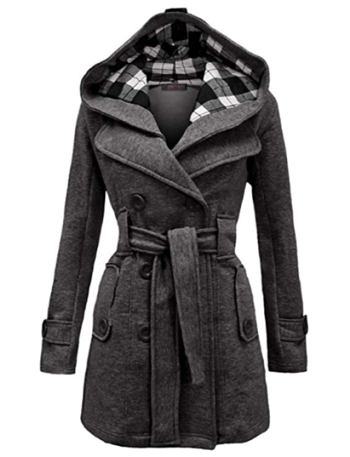 Fleece belted coat for women