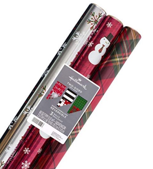 Hallmark Reversible Christmas Wrapping Paper Bundle Contemporary Foil Pack of 4