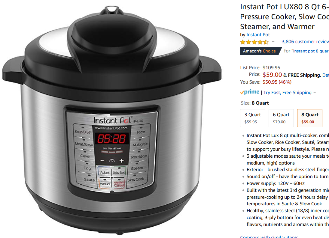 instant pot 6 in 1 8 quart