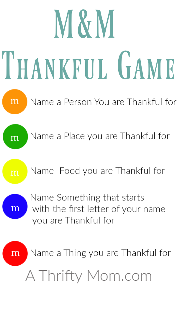 M&M Thankful Game - Fun quick game of expressing gratitude