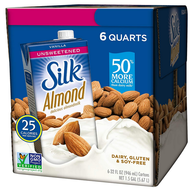 Silk Almond Milk, Unsweetened Vanilla (Pack of 6)
