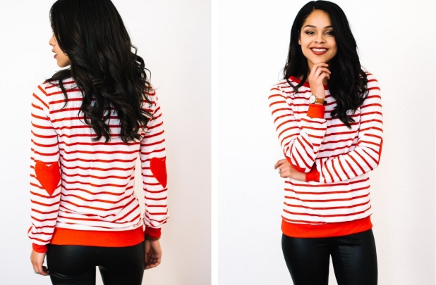 Heart elbow patch sweater