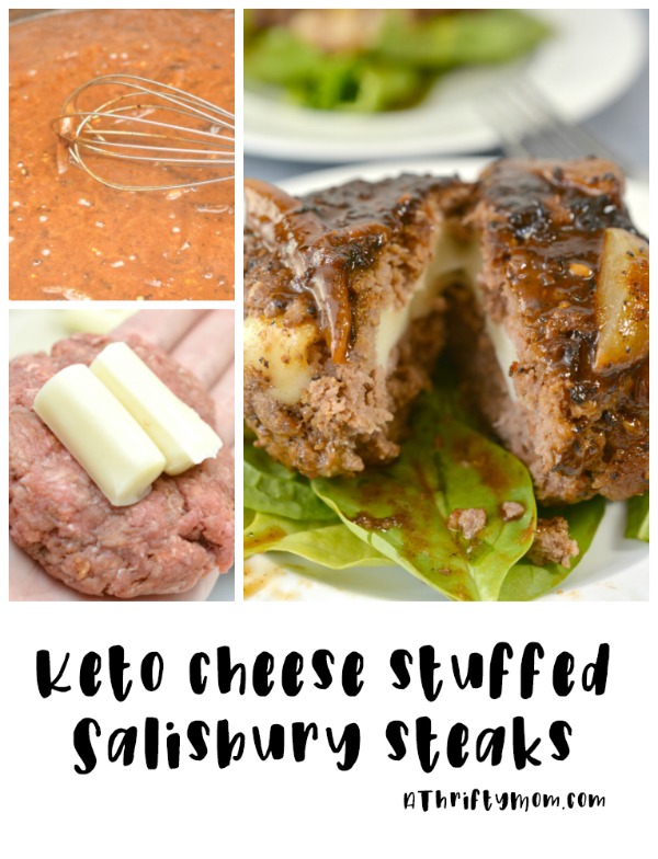 Keto cheese stuffed salisbury steak recipe