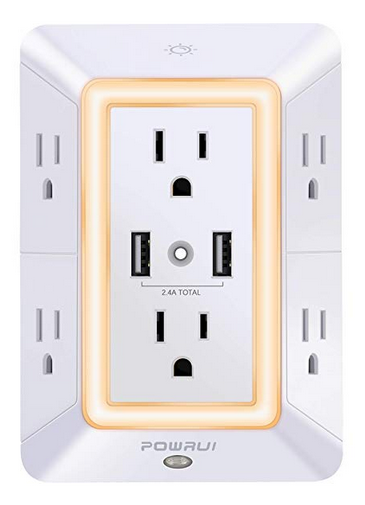 JINTU Power Strip USB Wall Charger Surge Protector with 4 Outlets Plug and 4 USB Ports Portable Design Perfect for Home,Travel and Office Overload Protection for Cell Phone 5 ft Extension Cord