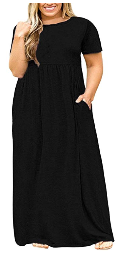 plain black maxi dress plus size