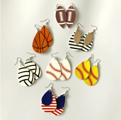 Sports themed dangle earrings