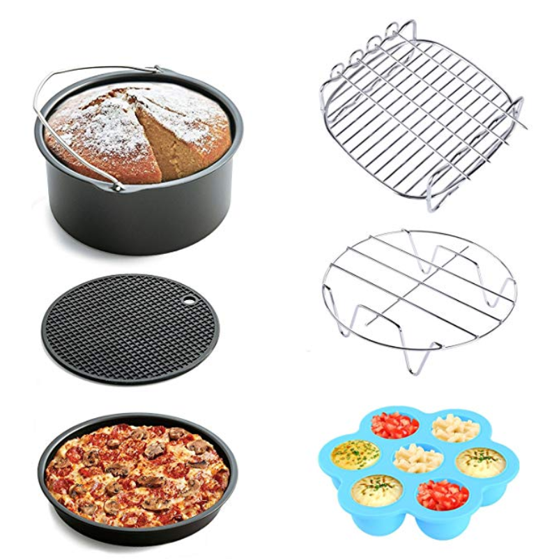 100 Fryer Liners Skewer Rack Fit all 3.7QT Cookbook Oven Mitts 4.0-5.8QT Power Deep Hot Air Fryer with Cake Barrel Air Fryer Accessories 11PCS for Phillips Cozyna Ninja Air Fryer Pizza Pan 