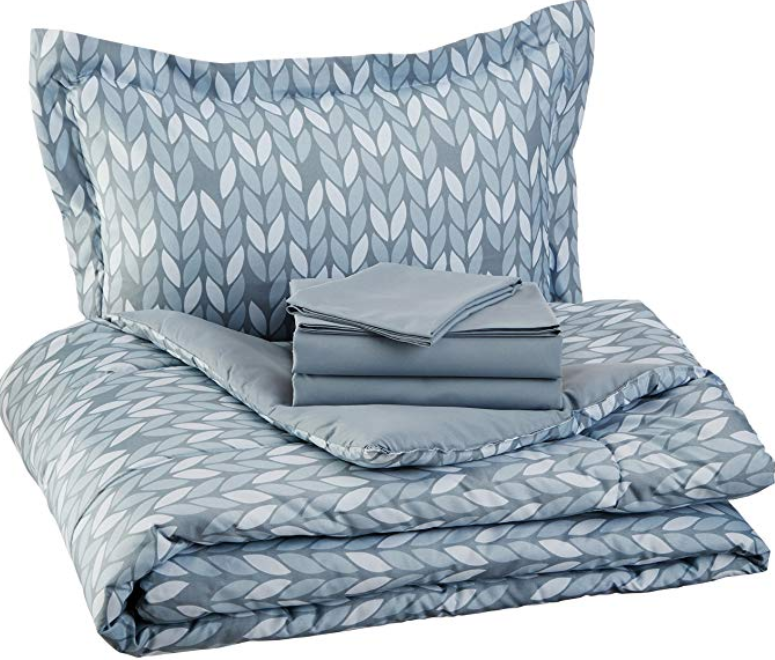 Bedding Comforter Sheet Set Grey Leaf, Twin Extra Long Bedding