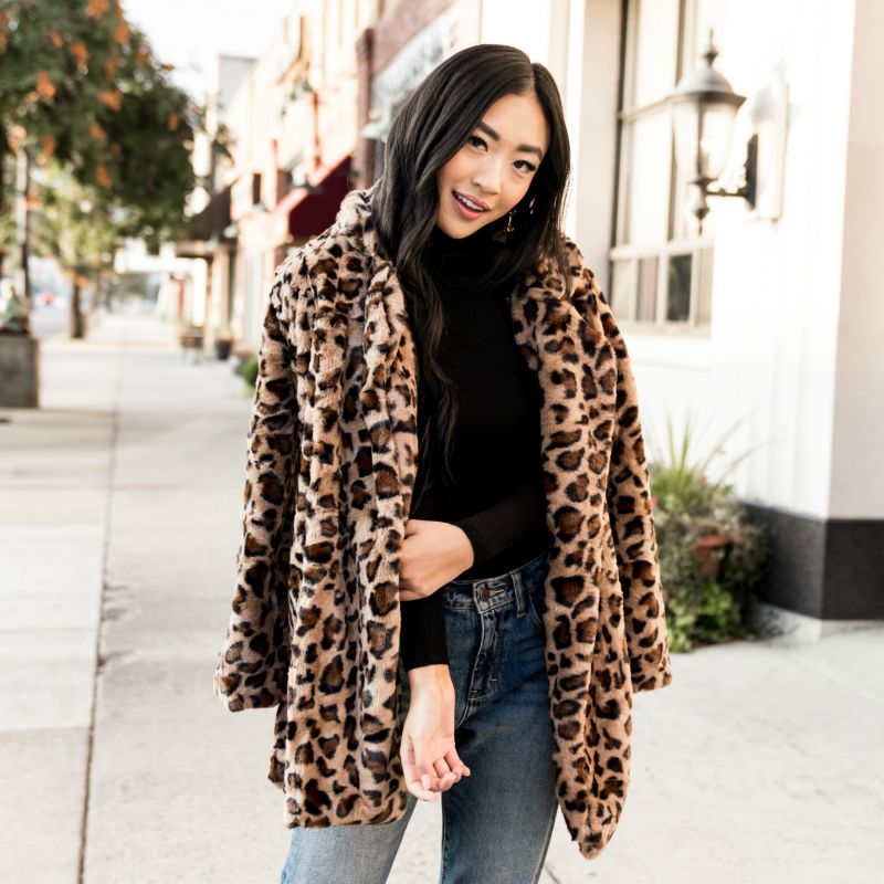 Cheetah faux fur coat