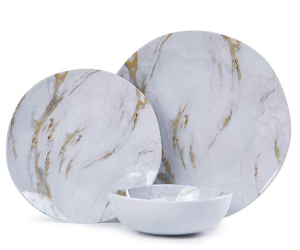Marble pattern melamine dish set