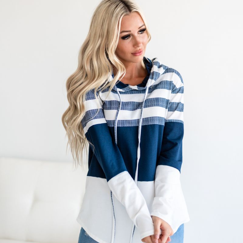 Stripe color block hoodie