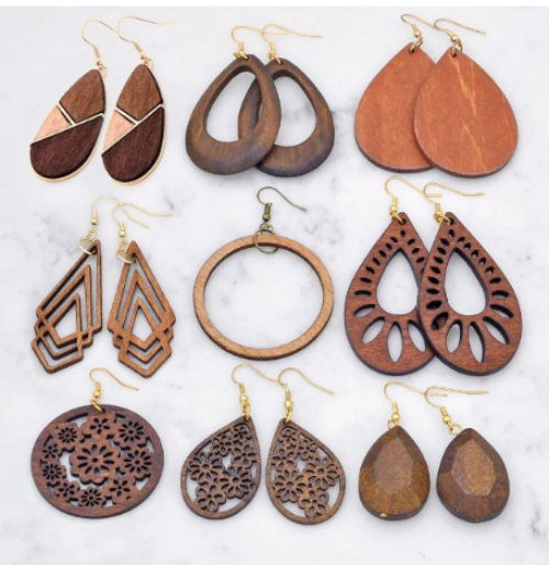 Lightweight wood earrings
