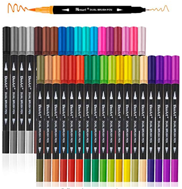 Dual Tip Coloring Markers, 40 Color Brush Pens Set, Kids Adults Artist Fine  Point Marker Pens, Watercolor Pens for Lettering, Drawing, Journaling