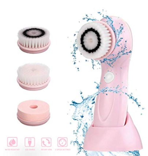 Facial cleaning brush with 3 heads