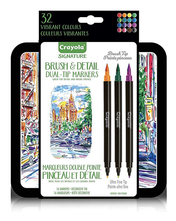 Crayola Brush Detail Dual Tip Markers Ultra Fine Marker Point