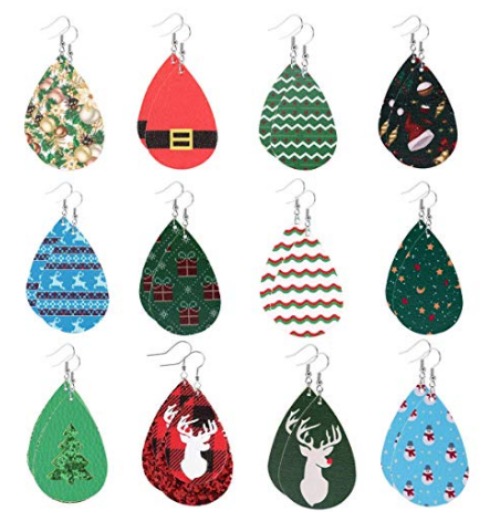 Christmas leather style earrings