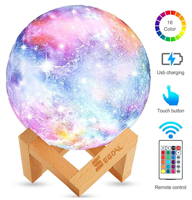 Multicoloured Pooqla RGB Moon Marquee Light with Remote 16 Color-Changing LED Light Up Moon Night Light Crescent Sign Gifts for Children Kids Room Decor 