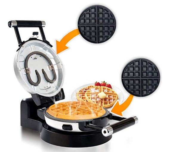 Belgian waffle maker with removable plates